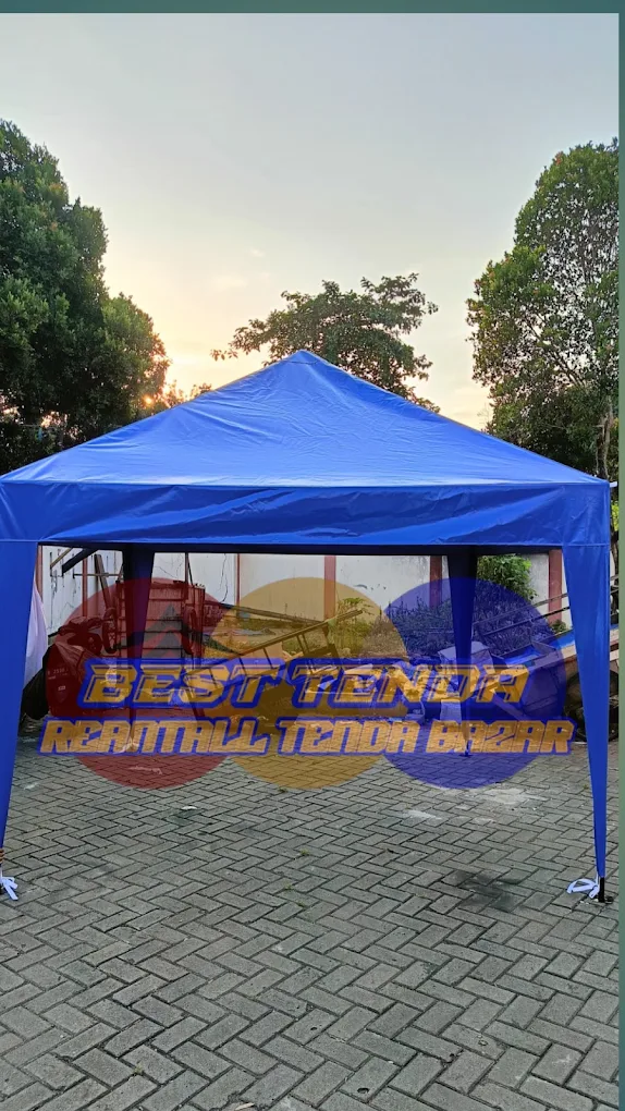Sewa Tenda Lipat Matic Biru 3x3 dengan Sidewall — BEST TENDA