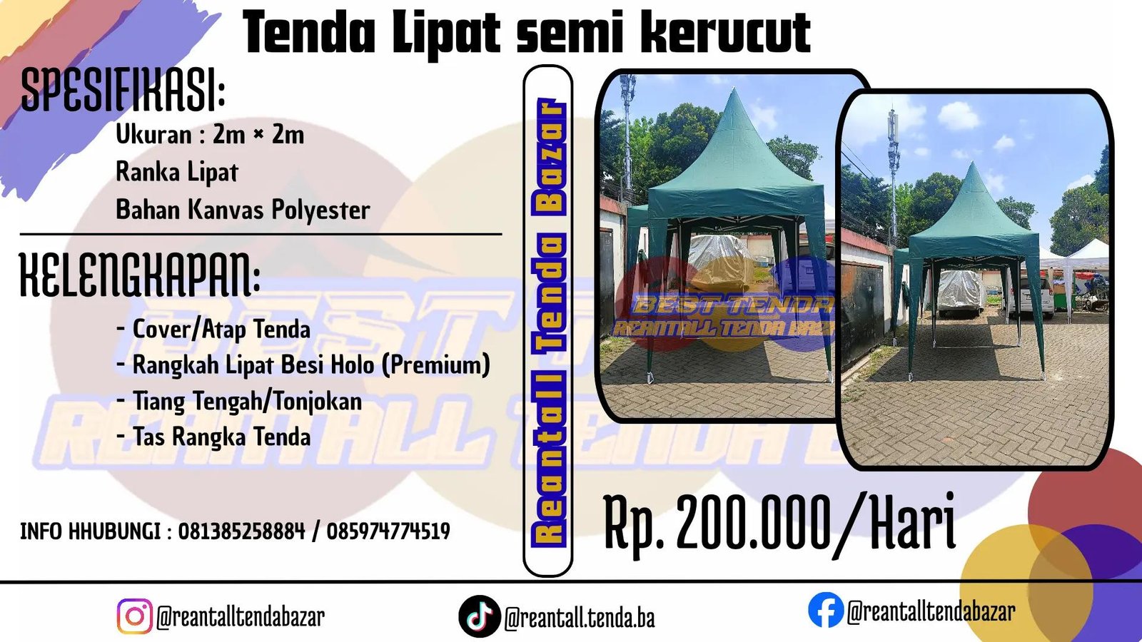 Sewa Tenda Lipat Semi Kerucut 2×2
